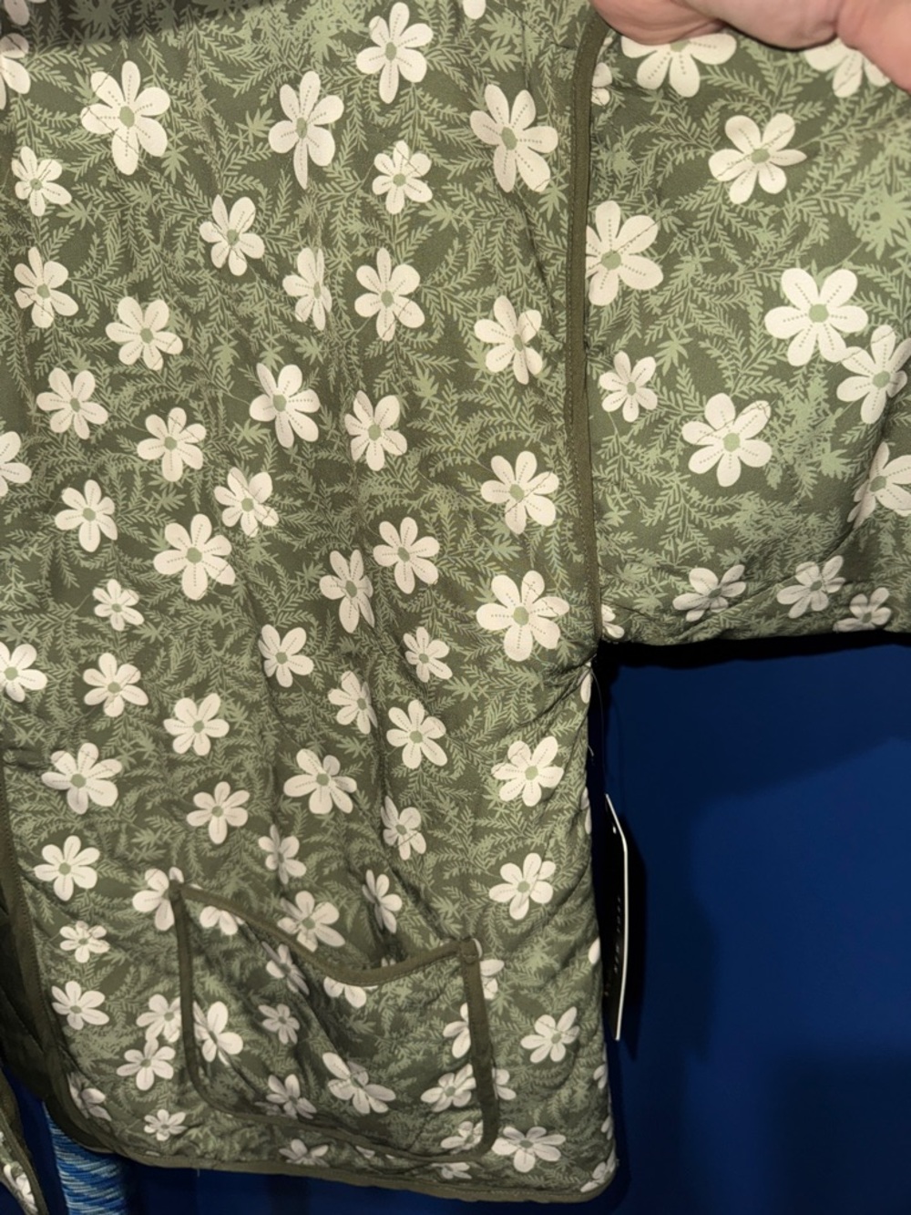 SABRINA LAUREN- NWT Reversible Green Floral Open Front Jacket Size Petite Med - Picture 13 of 14
